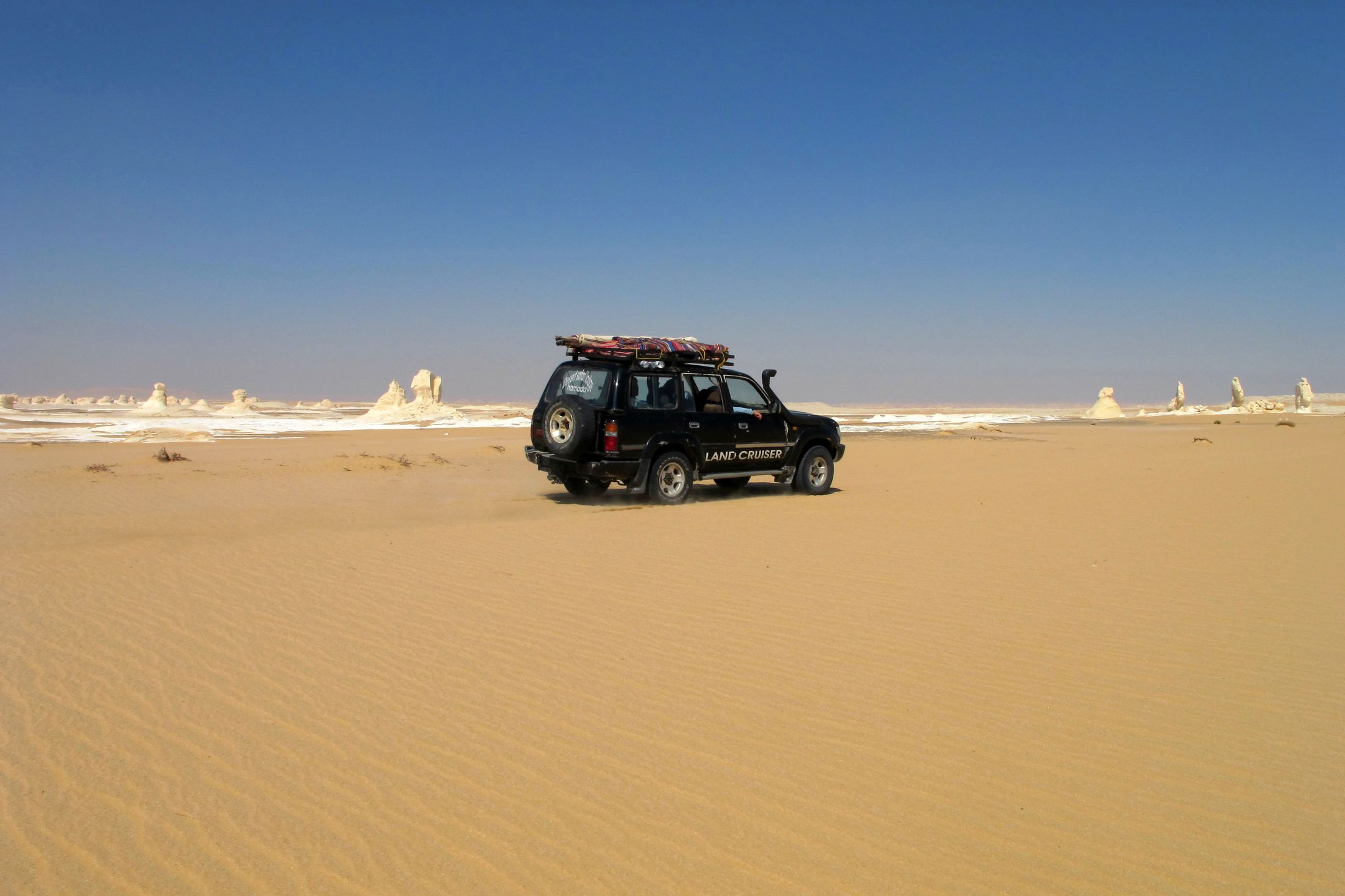 Driving through the White Desert